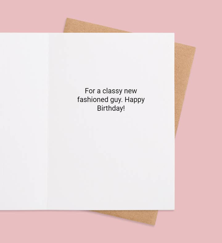 Cheers To You, Old Fashioned Birthday Greeting Card Inside Image