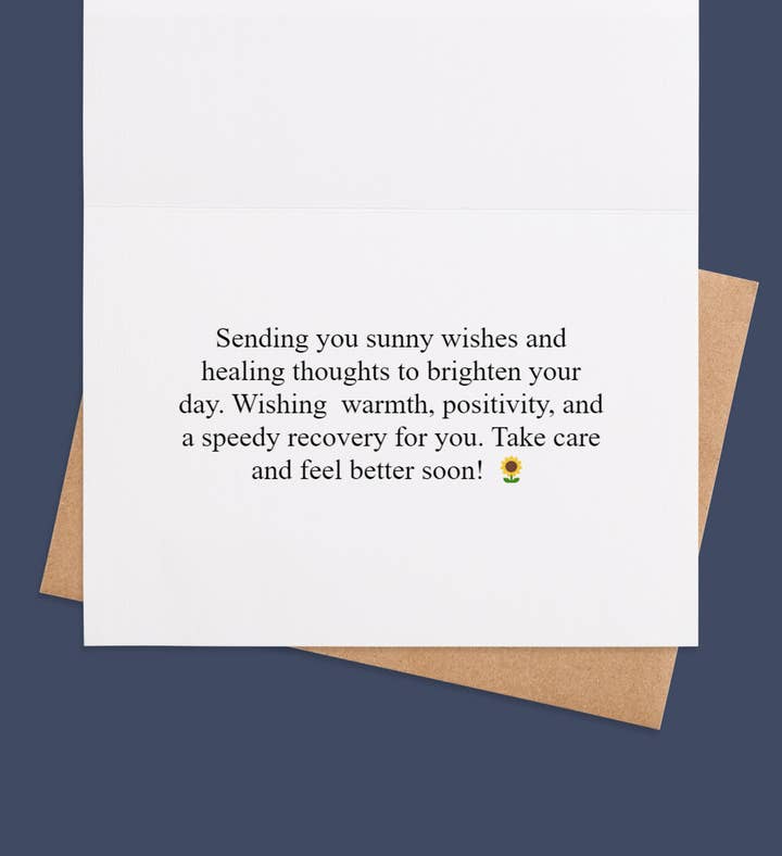 Sunshine Embrace Get Well Greeting Card Inside Image