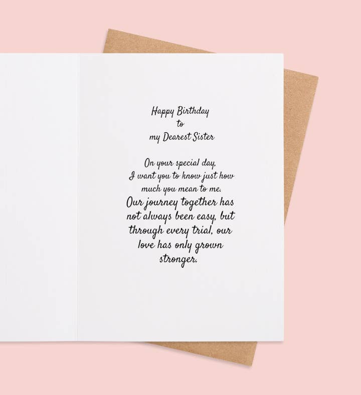 Sisters In Bloom Birthday Greeting Card Inside Image