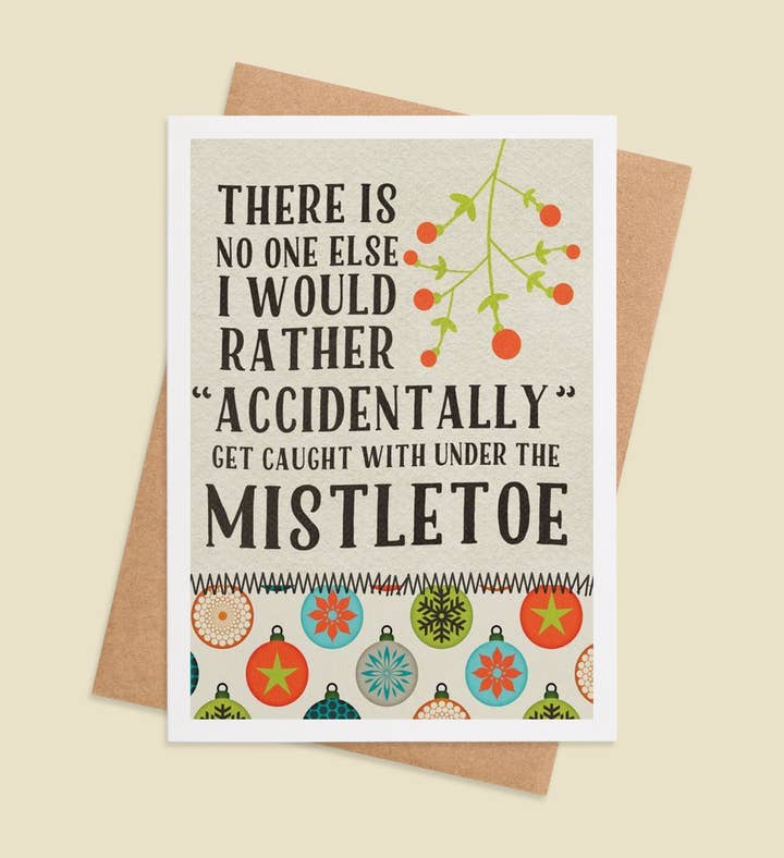 Mistletoe Mishap Christmas Greeting Card Image