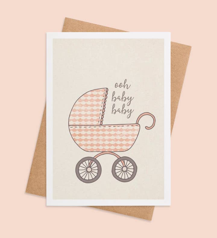 Pamper Me Pink New Baby Greeting Card Image
