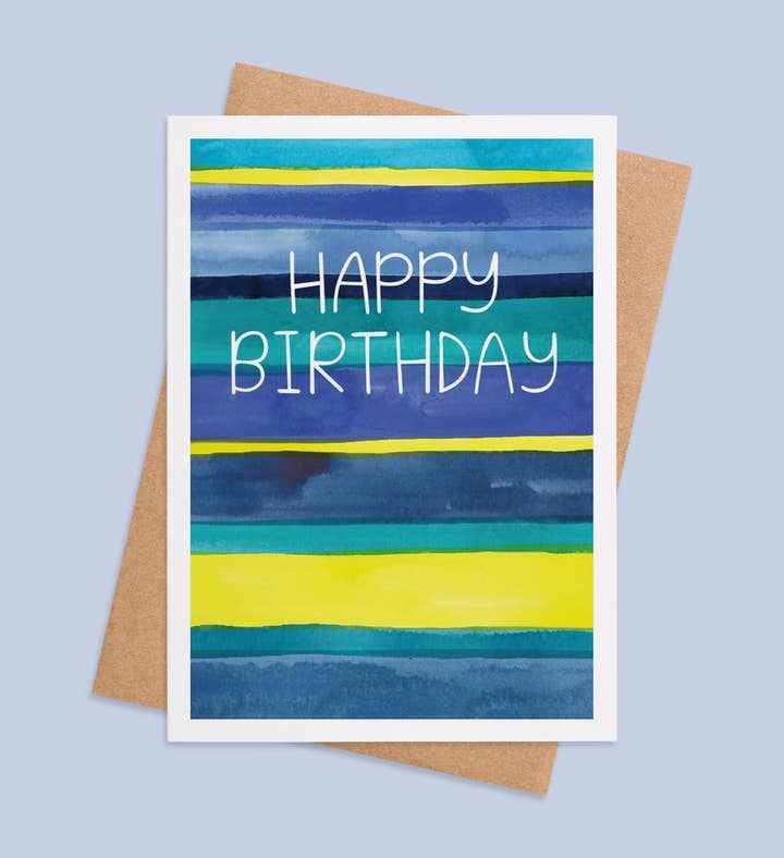 Stripes Of Joy: Happy Birthday! Birthday Greeting Card Image