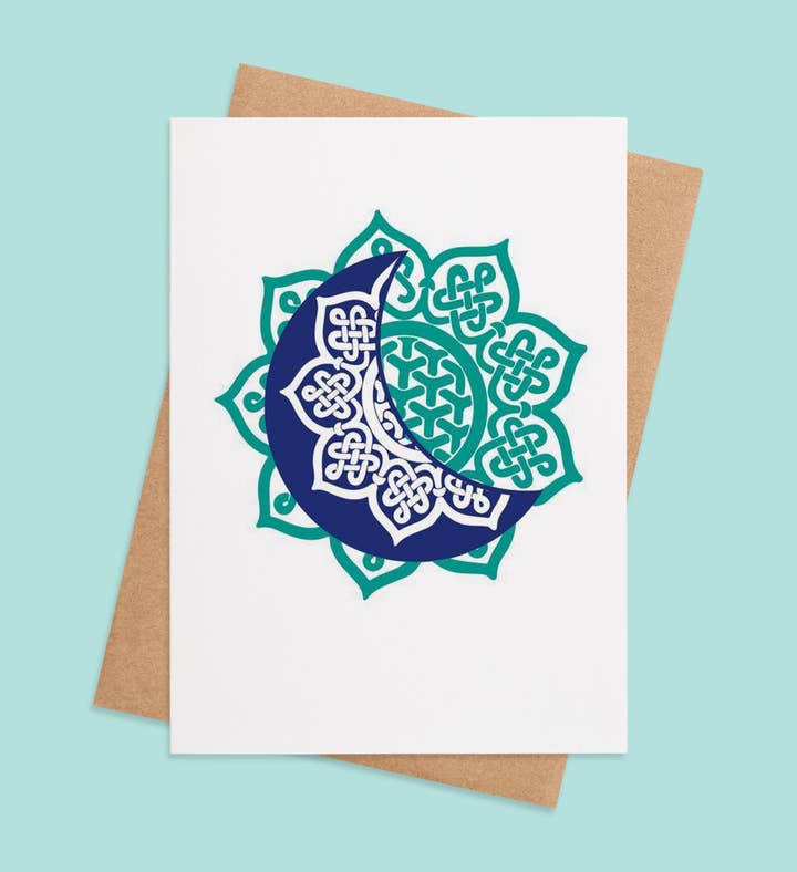 Moonlit Blessings Eid Al Fitr Greeting Card Image