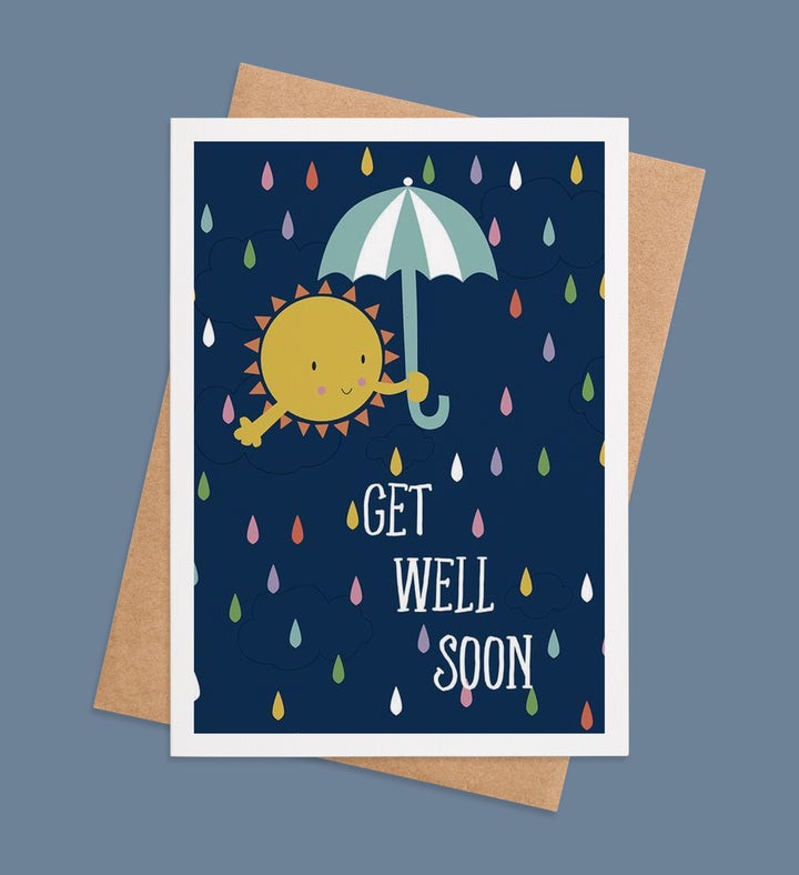 Sunny Umbrella Wishes Get Well Greeting Card Image