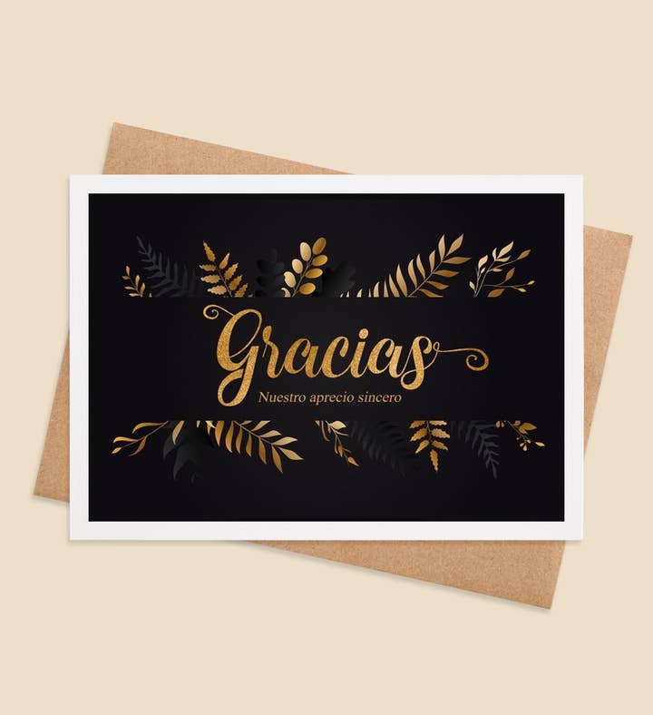 Golden Gratitude Thank You Greeting Card Image