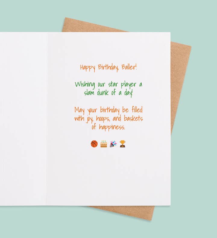 Slam Dunk Birthday Bash Birthday Greeting Card Inside Image