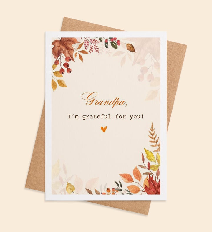 Grateful Hearts For Grandpa Thanksgiving Greeting Card