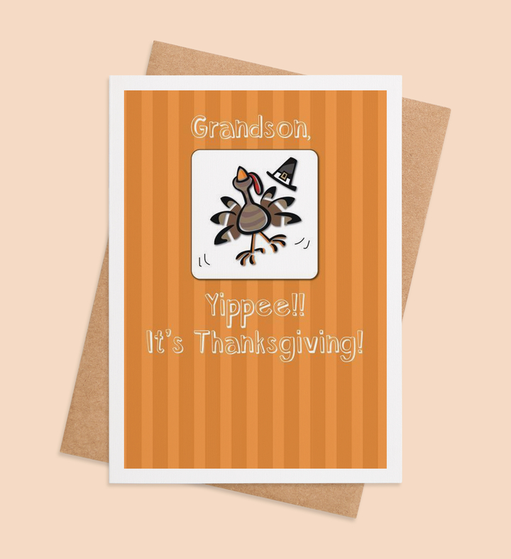 Gobble Gratitude Grandson Greeting Card