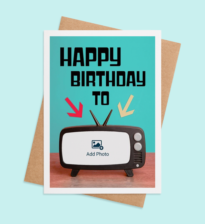 Retro Birthday Broadcast Greeting Card Image