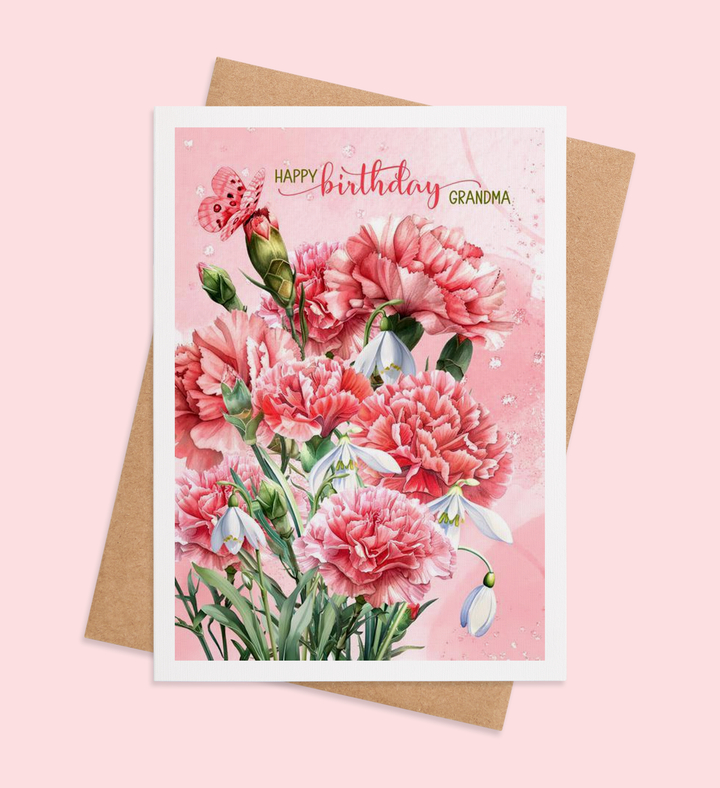 Carnation Wishes for Grandma Greeting Card