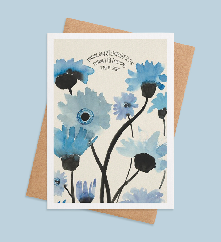 Azure Blooms of Solace Greeting Card Image