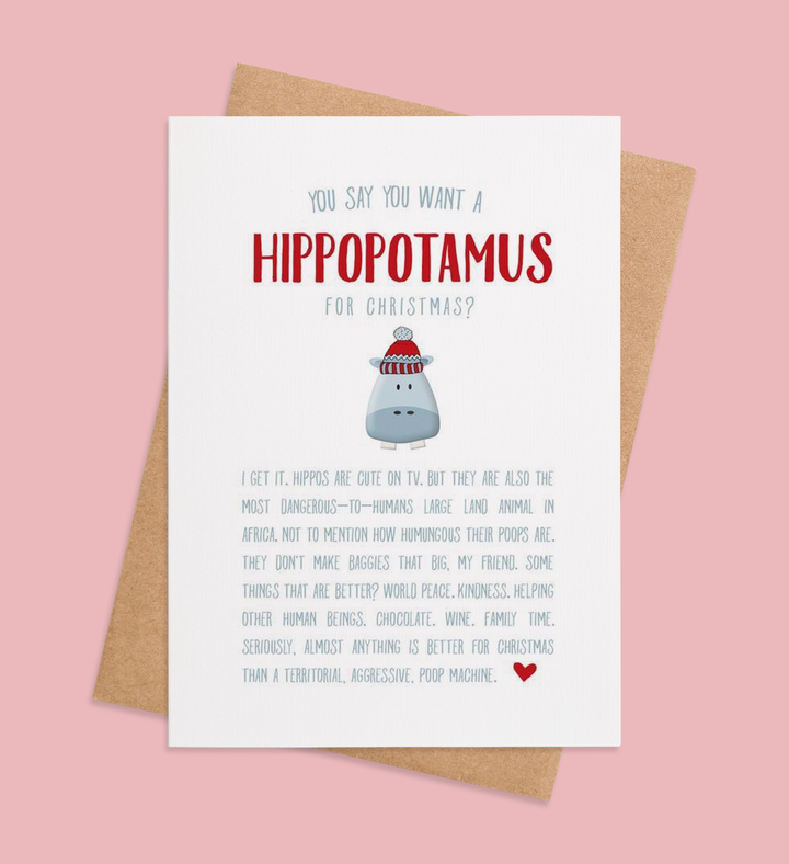 Holiday Hippo Hoopla Greeting Card