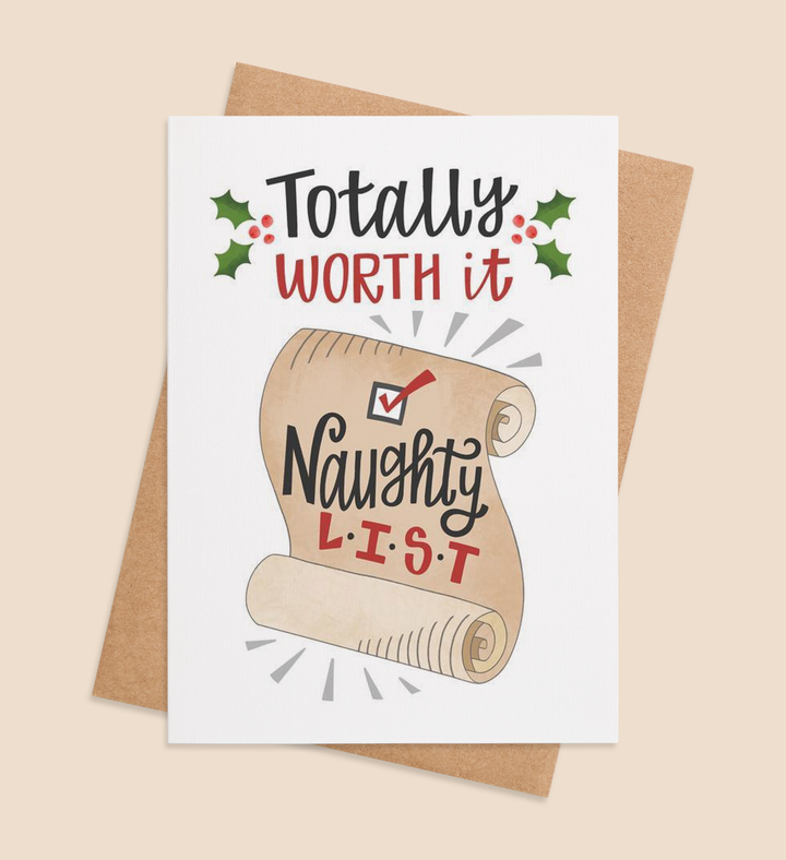 Naughty and Nice Holiday Delight Greeting Card
