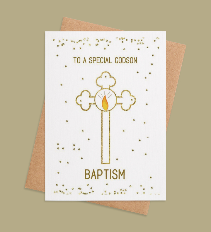 Golden Cross Baptism Blessings Image